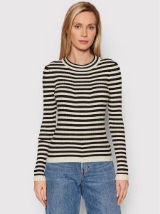 Pieces Sweter Crista 17115047 Beżowy Slim Fit. Brązowe swetry klasyczne Pieces, xs, z wiskozy, bez kołnierzyka. Za 59,99 zł.
