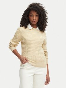 Tommy Hilfiger Sweter WW0WW44993 Beżowy Regular Fit. Brązowe swetry klasyczne TOMMY HILFIGER, m, z bawełny, bez kołnierzyka. Za 529,99 zł.