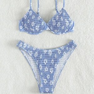 Bikini push-up plażowe z delikatnymi ramiączkami Salwa. Niebieskie bikini Intica, bez wzorów, z materiału. Za 129,00 zł.