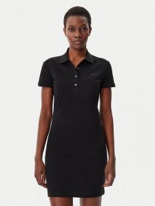 Lacoste Sukienka codzienna EF5473 Czarny Slim Fit. Czarne kombinezony Lacoste, bez wzorów, z bawełny, bez kołnierzyka, bez ramiączek. Za 379,99 zł.