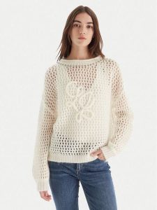 Liu Jo Sweter MF5430 MS039 Écru Relaxed Fit. Swetry klasyczne Liu Jo, l, z bawełny, bez kołnierzyka. Za 429,99 zł.