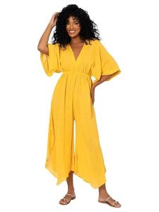 Aller Simplement Kombinezon w kolorze żółtym rozmiar: 34-40. Żółte kombinezony Aller Simplement, bez wzorów, z bawełny, bez kołnierzyka, bez ramiączek. Za 86,99 zł.