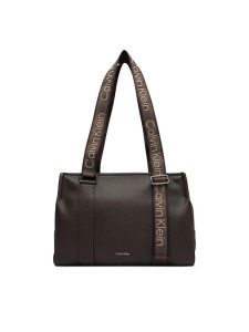 Calvin Klein Torebka Webbing Adj Strap Tote LV04F3644G Brązowy. Brązowe torebki klasyczne Calvin Klein, bez wzorów, ze skóry, bez dodatków. Za 649,99 zł.