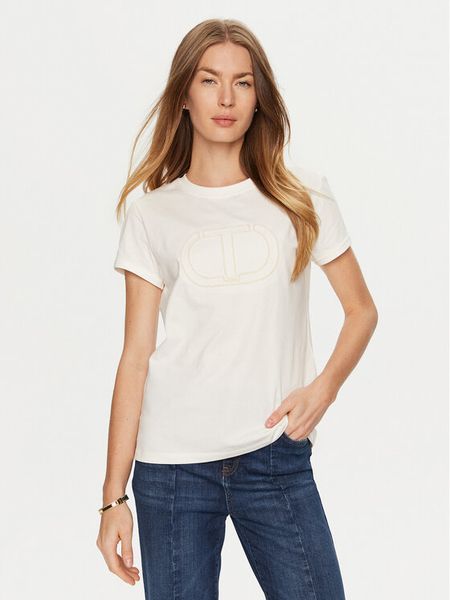 TWINSET T-Shirt 241TP2212 Biały Regular Fit. Białe t-shirty Twinset, xs, bez wzorów, z bawełny, bez kołnierzyka, bez ramiączek. Za 239,99 zł.