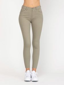 Tantra Dżinsy - Skinny fit - w kolorze khaki rozmiar: M. Brązowe jeansy Tantra, z aplikacjami, ze skóry. Za 162,87 zł.