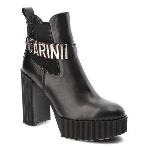 Czarne Botki Carinii Eleganckie Obuwie Damskie. Czarne botki Carinii, bez wzorów, ze skóry, bez obcasa, na obcasie, bez zapięcia. Za 529,00 zł.