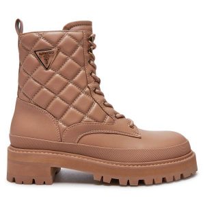 Trzewiki Guess. Brązowe buty zimowe Guess, bez obcasa, bez zapięcia. Za 649,99 zł.