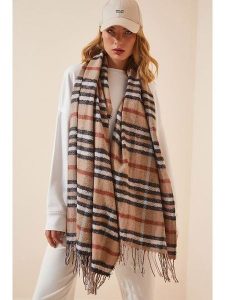 Happiness Istanbul Szal w kolorze karmelowo-czarnym rozmiar: onesize. Brązowe szaliki Happiness Istanbul, bez wzorów, z materiału. Za 91,12 zł.