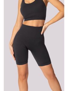 Spaio Szorty sportowe "Base" w kolorze antracytowym rozmiar: S/M. Czarne spodenki sportowe Spaio, m, bez wzorów, z materiału, z podwyższonym stanem, outdoorowe. Za 126,99 zł.