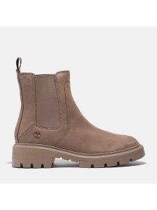 Timberland Skórzane sztyblety "Cortina Valley" w kolorze beżowym rozmiar: 40. Brązowe botki Timberland, bez wzorów, bez obcasa, bez zapięcia. Za 527,10 zł.