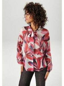 Aniston Bluzka w kolorze biało-czerwonym rozmiar: 46. Białe bluzki Aniston, bez wzorów, bez kołnierzyka, bez ramiączek. Za 60,88 zł.