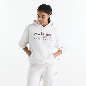 Bluza damska New Balance WT6288NOLIT - biała. Białe bluzy New Balance, m, bez wzorów, z bawełny, bez kaptura. Za 299,99 zł.