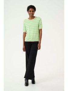 Kaffe Koszulka dzianinowa w kolorze beżowo-zielonym rozmiar: XL. Brązowe bluzki Kaffe, xl, bez wzorów, z dzianiny, bez kołnierzyka, bez ramiączek. Za 61,46 zł.