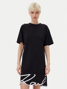 KARL LAGERFELD Sukienka codzienna A1W13001 Czarny Regular Fit. Czarne kombinezony KARL LAGERFELD, s, bez wzorów, z bawełny, bez kołnierzyka, bez ramiączek. Za 419,99 zł.