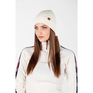 Czapka zimowa 100% wełna merino - Icewall (250 g/m²). Białe czapki WOOLONA, bez wzorów, z wełny, sportowe. W wyprzedaży za 126,00 zł.