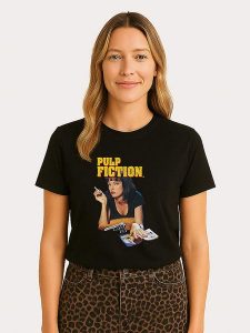 WOOOP Koszulka "Pulp Fiction Vintage Mia Wallace" w kolorze czarnym rozmiar: XL. Czarne bluzki Wooop, xl, bez wzorów, z bawełny, vintage, bez kołnierzyka, bez ramiączek. Za 56,99 zł.