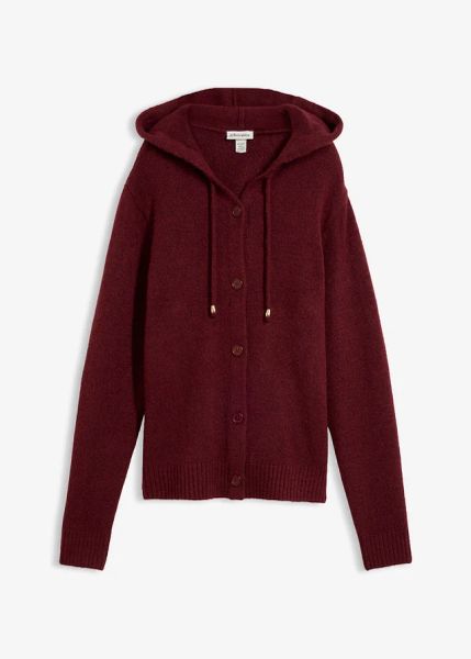 Sweter rozpinany z kapturem. Żółte kardigany bonprix, bez kołnierzyka. Za 129,99 zł.