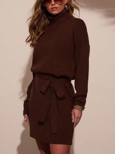 LA Angels Sukienka w kolorze brązowym rozmiar: L. Brązowe sukienki LA Angels, l, bez wzorów, ze splotem, bez kołnierzyka, bez ramiączek, mini. Za 200,45 zł.