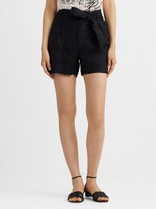 Lauren Ralph Lauren Szorty materiałowe 200862092001 Czarny Regular Fit. Czarne szorty Lauren Ralph Lauren, bez wzorów, ze lnu. Za 379,99 zł.