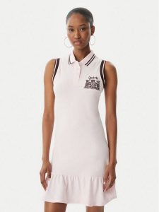 Juicy Couture Sukienka letnia Juicy Peplum JCGED126016 Różowy Regular Fit. Czerwone kombinezony Juicy Couture, na lato, l, bez wzorów, z bawełny, bez kołnierzyka, bez ramiączek. Za 299,99 zł.