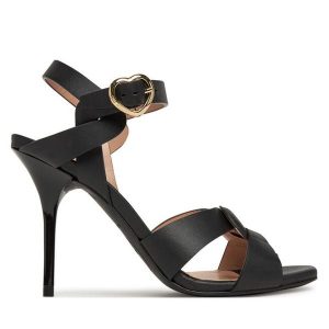 Sandały LOVE MOSCHINO. Czarne sandały LOVE MOSCHINO, bez wzorów, bez obcasa, na szpilce, bez zapięcia. Za 599,99 zł.