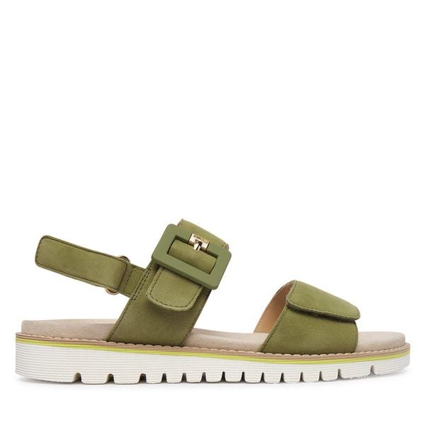 Sandały Ara. Zielone sandały Ara, bez wzorów, bez obcasa, na płaskiej podeszwie, bez zapięcia. Za 429,99 zł.