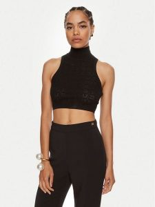 Elisabetta Franchi Golf TK-28B-46E2 Czarny Slim Fit. Czarne golfy Elisabetta Franchi, bez wzorów, z wiskozy. Za 439,99 zł.