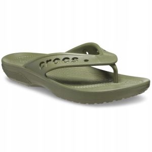 Japonki Dla Dorosłych Crocs Baya II Flip. Zielone klapki Crocs, bez wzorów, z materiału, bez obcasa. Za 99,99 zł.