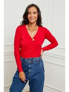 Soft Cashmere Kardigan w kolorze czerwonym rozmiar: 34/36. Czerwone kardigany Soft Cashmere, z kaszmiru. Za 125,45 zł.