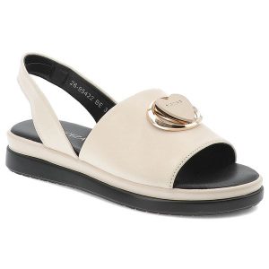 Sandały damskie Vinceza, cholewka ze skóry naturalnej ozdobna aplikacja miękka wkładka lekka podeszwa, beżowe, 95422. Brązowe sandały VINCEZA, z aplikacjami, ze skóry, z otwartym noskiem, bez obcasa, bez zapięcia. Za 169,00 zł.