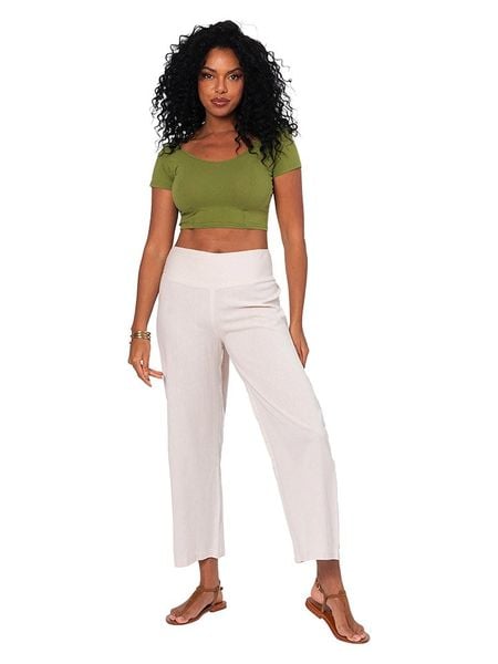 Aller Simplement Spodnie w kolorze kremowym rozmiar: 42. Brązowe spodnie z wysokim stanem Aller Simplement, bez wzorów, z materiału, z podwyższonym stanem. Za 61,60 zł.