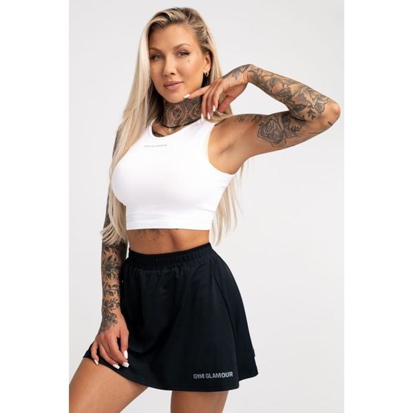 Top fitness damski Gym Glamour wiązany. Białe topy GYM GLAMOUR, xs, bez wzorów, glamour, bez kołnierzyka, bez ramiączek. Za 99,99 zł.