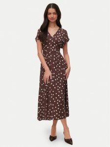 Vero Moda Sukienka letnia Elisa 10348019 Brązowy ciemny Regular Fit. Brązowe kombinezony Vero Moda, na lato, xl, bez wzorów, z wiskozy, bez kołnierzyka, bez ramiączek. Za 229,99 zł.
