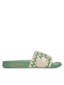 Roxy Klapki ARJL100909 Zielony. Zielone klapki Roxy, bez wzorów, ze skóry, bez obcasa. Za 79,99 zł.