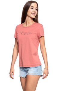 MUSTANG T SHIRT DAMSKI Alina C Print Canyon Rose 1008932 8187. Czerwone t-shirty Mustang, s, bez wzorów, bez kołnierzyka, bez ramiączek. W wyprzedaży za 39,99 zł.
