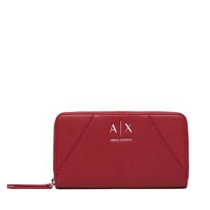 Portfel Armani Exchange. Czerwone portfele Armani Exchange, bez wzorów. Za 404,99 zł.