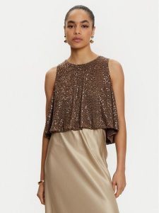 ViCOLO Bluzka TS0351 Brązowy Regular Fit. Brązowe bluzki ViCOLO, m, bez wzorów, z syntetyku, bez kołnierzyka, bez ramiączek. Za 239,99 zł.