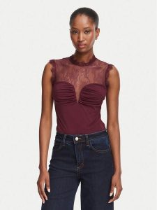 Rinascimento Body CFC0130488003 Bordowy Slim Fit. Czerwone body i gorsety Rinascimento, bez wzorów, z syntetyku. Za 469,99 zł.