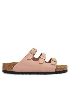 Birkenstock Klapki Florida Fresh 1031813 Różowy. Czerwone klapki Birkenstock, bez wzorów, z nubiku, bez obcasa. Za 432,99 zł.