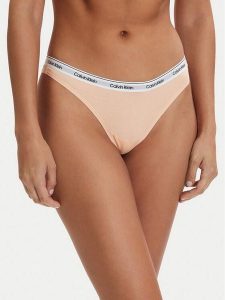 Calvin Klein Underwear Stringi 000QD5043E Pomarańczowy. Brązowe stringi Calvin Klein Underwear, bez wzorów, z bawełny. Za 79,99 zł.