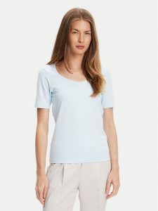 United Colors Of Benetton T-Shirt 3FJHD401P Błękitny Slim Fit. Niebieskie t-shirty United Colors of Benetton, l, bez wzorów, z bawełny, bez kołnierzyka, bez ramiączek. Za 49,99 zł.
