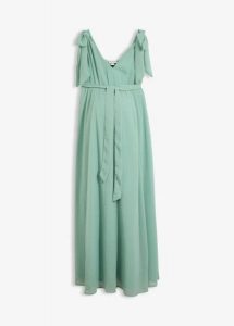 Sukienka ciążowa i do karmienia, 2 w 1, z regulowanymi ramiączkami. Zielone sukienki bonprix, bez wzorów, z szyfonu, eleganckie, bez kołnierzyka, moda ciążowa, bez ramiączek. Za 139,99 zł.