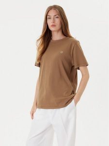 TWINSET T-Shirt 252TP2057 Brązowy Loose Fit. Brązowe t-shirty Twinset, xs, bez wzorów, z bawełny, bez kołnierzyka, bez ramiączek. Za 299,99 zł.