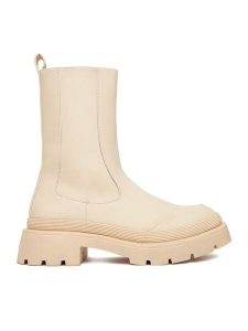 DeeZee Botki 13096-10 Beżowy. Brązowe botki DeeZee, bez wzorów, z materiału, bez obcasa, na płaskiej podeszwie, bez zapięcia. Za 219,99 zł.