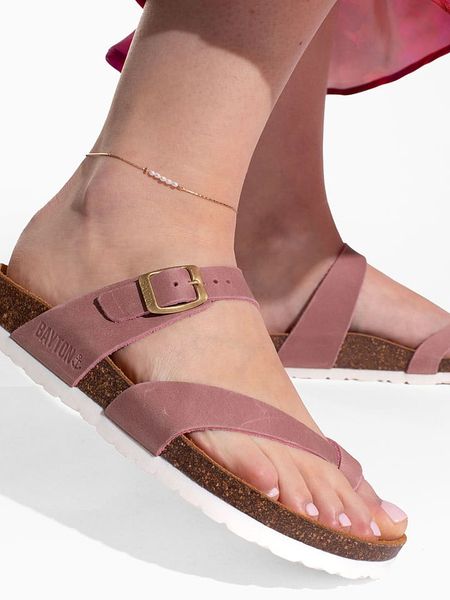 BAYTON Skórzane japonki "Diane" w kolorze szaroróżowym rozmiar: 38. Różowe klapki Bayton, bez wzorów, ze skóry, z otwartym noskiem, bez obcasa. Za 172,08 zł.