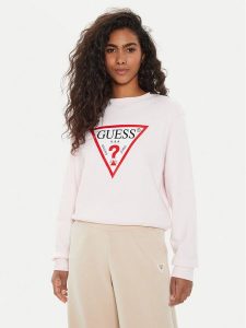 Guess Bluza W2YQ16 KBA11 Różowy Regular Fit. Czerwone bluzy Guess, xs, z aplikacjami, z bawełny, bez kaptura. Za 169,99 zł.