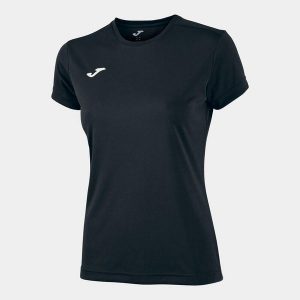 Koszulka do biegania damska Joma Combi z krótkim rękawem. Czarne bluzki JOMA, xl, bez wzorów, sportowe, bez kołnierzyka, bez ramiączek. Za 59,99 zł.