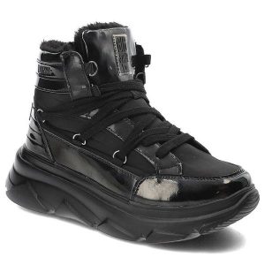 Czarne Śniegowce Big Star Modne Ocieplane Buty Damskie. Czarne buty zimowe Big Star, ze skóry ekologicznej, bez obcasa, bez zapięcia. Za 269,00 zł.
