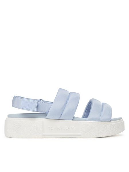 Tommy Jeans Sandały Tjw Flatform Sandal EN0EN02802 Błękitny. Niebieskie sandały Tommy Jeans, bez wzorów, z jeansu, bez obcasa, na płaskiej podeszwie, bez zapięcia. Za 289,99 zł.