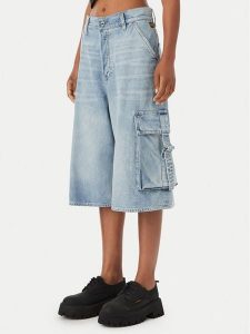 G-Star Raw Bermudy Patti D29023-D934 Niebieski Wide Fit. Niebieskie szorty G-Star Raw, bez wzorów, z bawełny, retro. Za 407,99 zł.